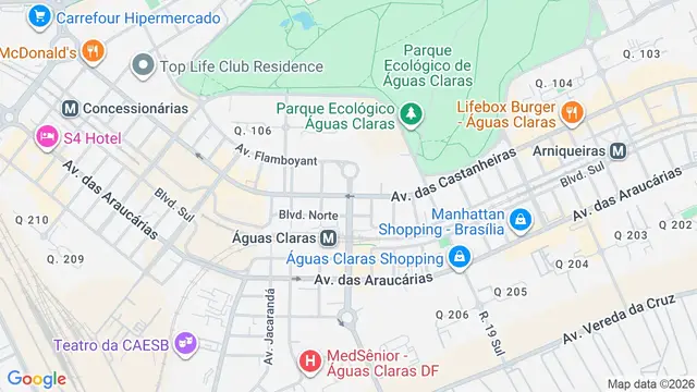 Mapa do bairro Águas Claras, Brasilia - DF