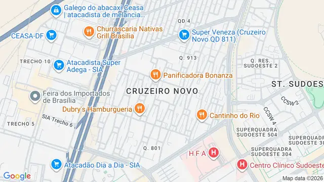 Mapa do bairro Cruzeiro Novo, Brasilia - DF