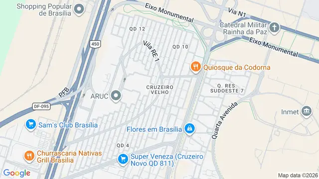 Mapa do bairro Cruzeiro Velho, Brasilia - DF