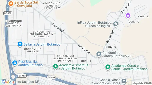 Mapa do bairro Jardim Botânico, Brasilia - DF