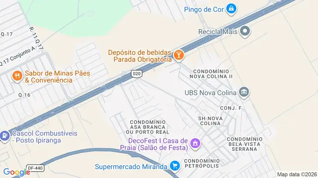 Mapa do bairro Nova Colina, Brasilia - DF