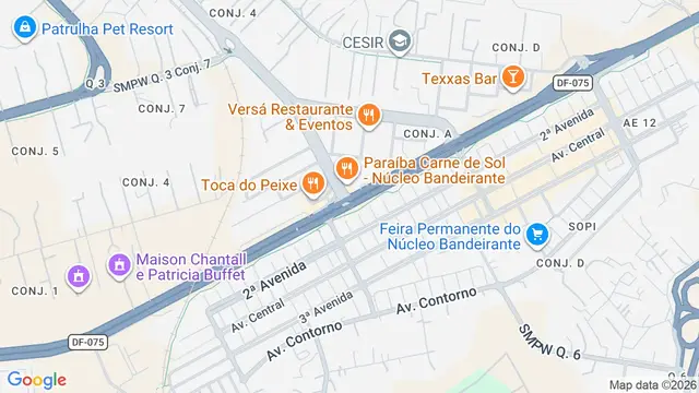 Mapa do bairro Núcleo Bandeirante, Brasilia - DF