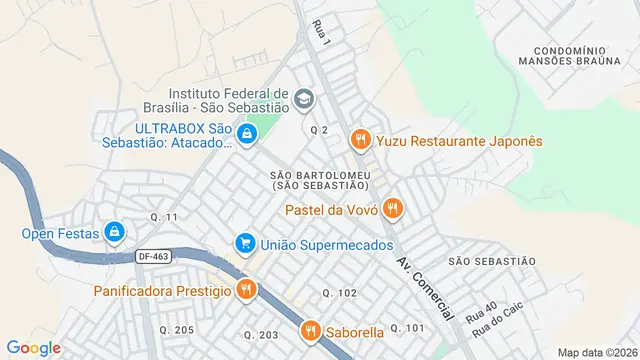 Mapa do bairro São Bartolomeu, Brasilia - DF