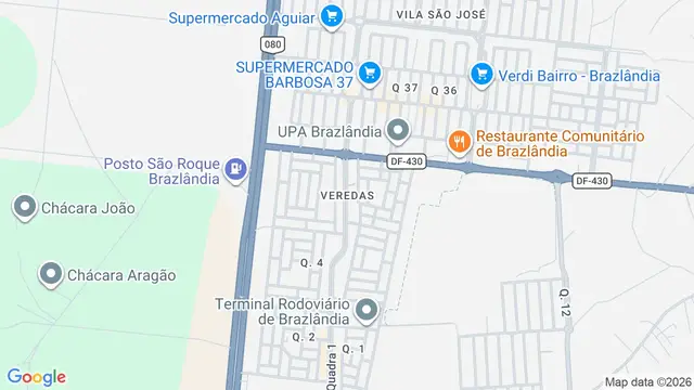 Mapa do bairro Veredas, Brasilia - DF